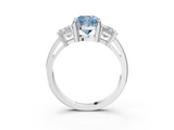 White gold Three-Stone Fancy Blue Cushion  Cut Solitaire Ring with Prong Setting_6