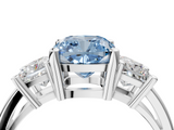 White gold Three-Stone Fancy Blue Cushion  Cut Solitaire Ring with Prong Setting_7