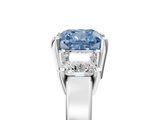 White gold Three-Stone Fancy Blue Cushion  Cut Solitaire Ring with Prong Setting_8
