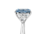 White gold Three-Stone Fancy Blue Emerald Cut Brilliant Diamond Solitaire Ring with Tapered Band and Four-Prong Setting_36