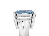 White gold Three Stone Fancy Blue Emerald Cut Cut Channel Set Diamond Ring_29