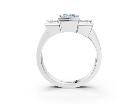 White gold Three Stone Fancy Blue Emerald Cut Cut Channel Set Diamond Ring_39