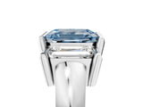 White gold Three Stone Fancy Blue Emerald Cut Cut Channel Set Diamond Ring_41