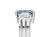 White gold Three-Stone Fancy Blue Emerald Cut Cut Classic Band Prong Setting Ring_5