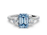 White gold Three-Stone Fancy Blue Emerald Cut Cut Diamond Pavé Band with Prong Setting_27