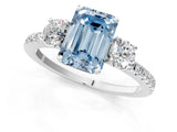 White gold Three-Stone Fancy Blue Emerald Cut Cut Diamond Pavé Band with Prong Setting_28