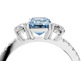 White gold Three-Stone Fancy Blue Emerald Cut Cut Diamond Pavé Band with Prong Setting_55