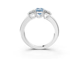 White gold Three-Stone Fancy Blue Emerald Cut Cut Diamond Ring with Channel Set Band and Four-Prong Setting_15
