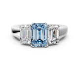 White gold Three-Stone Fancy Blue Emerald Cut Cut Diamond Ring with Channel Set Band and Four-Prong Setting_36