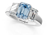 White gold Three-Stone Fancy Blue Emerald Cut Cut Diamond Ring with Channel Set Band and Four-Prong Setting_37
