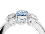 White gold Three-Stone Fancy Blue Emerald Cut Cut Diamond Ring with Channel Set Band and Four-Prong Setting_40