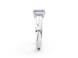 White gold Three-Stone Fancy Blue Emerald Cut Cut Diamond Ring with Prong Setting and Classic Band_2