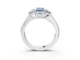 White gold Three-Stone Fancy Blue Emerald Cut Cut Diamond Ring with Prong Setting and Classic Band_3