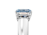 White gold Three-Stone Fancy Blue Emerald Cut Cut Diamond Ring with Prong Setting and Classic Band_5