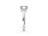 White gold Three-Stone Fancy Blue Emerald Cut Cut Diamond Ring with Trillion Side Stones and Four-Prong Setting_13