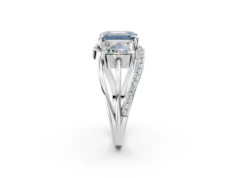 White gold Three-Stone Fancy Blue Emerald Cut Cut Diamond Split Shank Prong Set Ring_26