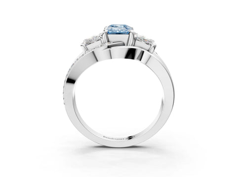 White gold Three-Stone Fancy Blue Emerald Cut Cut Diamond Split Shank Prong Set Ring_27