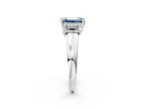 White gold Three-Stone Fancy Blue Emerald Cut Cut Solitaire Ring with Classic Prong Setting_14