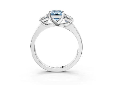 White gold Three-Stone Fancy Blue Emerald Cut Cut Solitaire Ring with Classic Prong Setting_15
