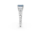 White gold Three-Stone Fancy Blue Emerald Cut Diamond Braided Band Ring with Four-Prong Setting_111