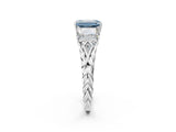 White gold Three-Stone Fancy Blue Emerald Cut Diamond Braided Band Ring with Four-Prong Setting_120