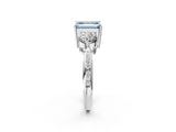 White gold Three-Stone Fancy Blue Emerald Cut Diamond Channel Set Engagement Ring with Prong Setting_14