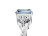 White gold Three-Stone Fancy Blue Emerald Cut Diamond Channel Set Engagement Ring with Prong Setting_17