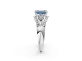 White gold Three-Stone Fancy Blue Emerald Cut Diamond Engagement Ring with Pave Band and Prong Setting_26