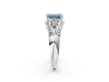 White gold Three-Stone Fancy Blue Emerald Cut Diamond Engagement Ring with Pave Band and Prong Setting_38