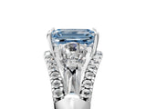 White gold Three-Stone Fancy Blue Emerald Cut Diamond Engagement Ring with Pave Band and Prong Setting_41