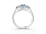 White gold Three-Stone Fancy Blue Emerald Cut Diamond Engagement Ring with Prong Setting_18
