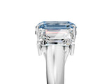 White gold Three-Stone Fancy Blue Emerald Cut Diamond Engagement Ring with Prong Setting_20