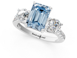 White gold Three-Stone Fancy Blue Emerald  Cut Diamond Pavé Band with Four-Prong Setting_29