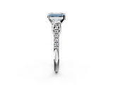 White gold Three-Stone Fancy Blue Emerald  Cut Diamond Pavé Band with Four-Prong Setting_30