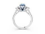 White gold Three-Stone Fancy Blue Emerald  Cut Diamond Pavé Band with Four-Prong Setting_31