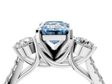 White gold Three-Stone Fancy Blue Emerald  Cut Diamond Pavé Band with Four-Prong Setting_32