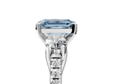 White gold Three-Stone Fancy Blue Emerald  Cut Diamond Pavé Band with Four-Prong Setting_33