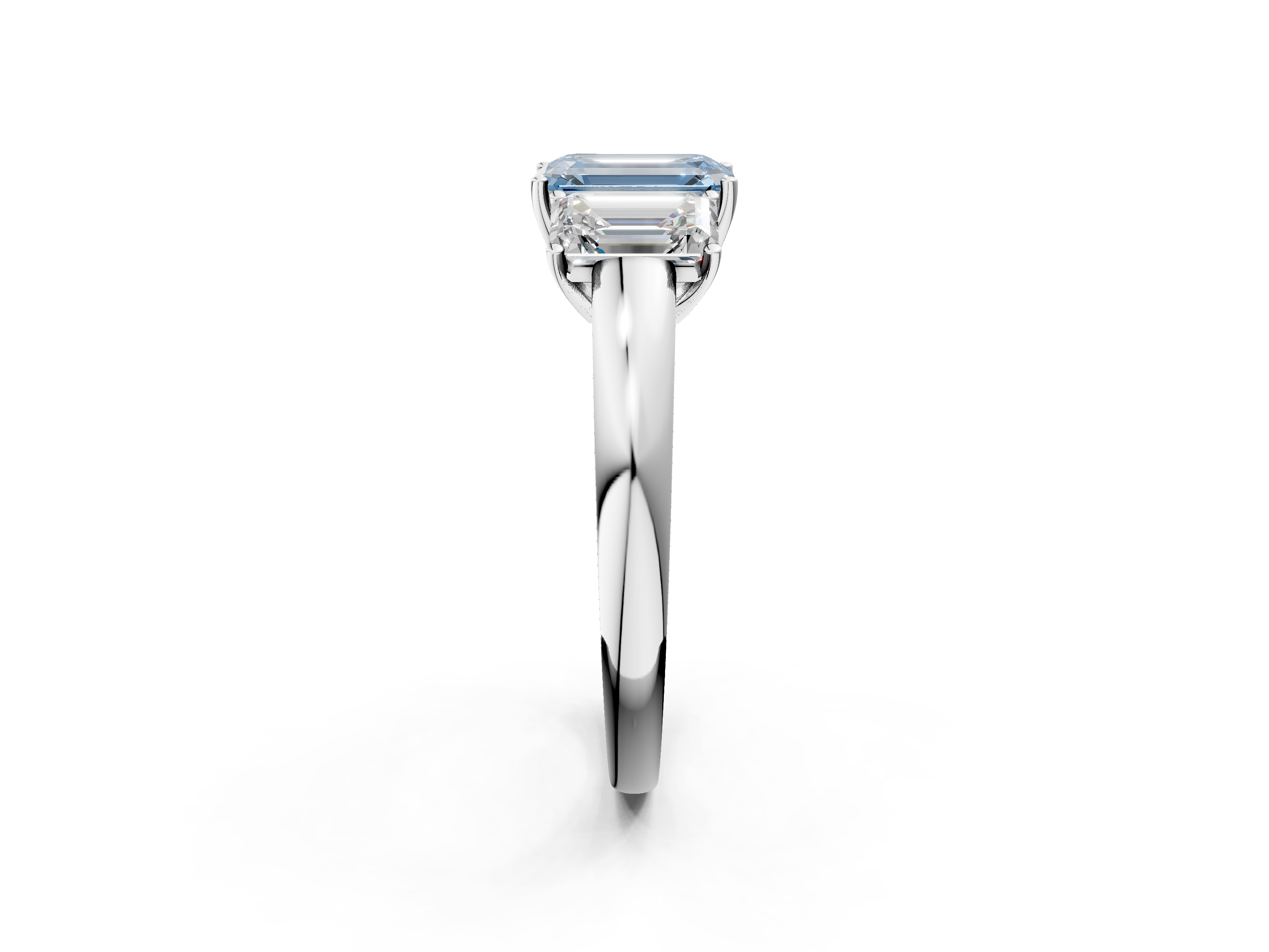 White gold Three-Stone Fancy Blue Emerald  Cut Diamond Ring with Channel-Set Band and Four-Prong Setting_40