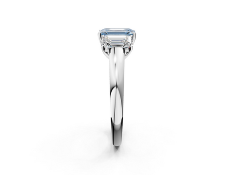 White gold Three-Stone Fancy Blue Emerald  Cut Diamond Ring with Channel-Set Band and Four-Prong Setting_40