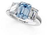 White gold Three-Stone Fancy Blue Emerald  Cut Diamond Ring with Channel-Set Band and Four-Prong Setting_68
