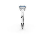 White gold Three-Stone Fancy Blue Emerald  Cut Diamond Ring with Channel-Set Band and Four-Prong Setting_69