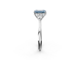 White gold Three-Stone Fancy Blue Emerald  Cut Diamond Ring with Pear Side Stones in Four-Prong Setting_111