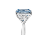 White gold Three-Stone Fancy Blue Emerald  Cut Diamond Ring with Pear Side Stones in Four-Prong Setting_114