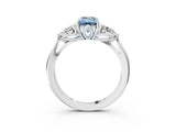 White gold Three-Stone Fancy Blue Emerald Cut Diamond Ring with Pear  Side Stones in Four-Prong Setting_15