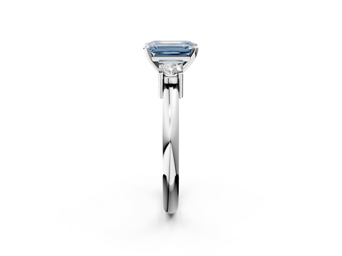 White gold Three-Stone Fancy Blue Emerald  Cut Diamond Solitaire with Prong Setting and Classic Band_27