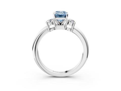 White gold Three-Stone Fancy Blue Emerald  Cut Diamond Solitaire with Prong Setting and Classic Band_28