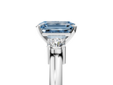 White gold Three-Stone Fancy Blue Emerald  Cut Diamond Solitaire with Prong Setting and Classic Band_30