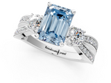 White gold Three-Stone Fancy Blue Emerald  Cut Diamond Twist Band with Prong Setting_34