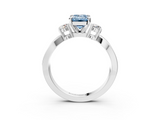 White gold Three-Stone Fancy Blue Emerald  Cut Diamond Twist Band with Prong Setting_36