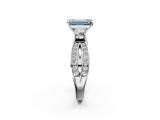 White gold Three-Stone Fancy Blue Emerald  Cut Diamond Twist Band with Prong Setting_40